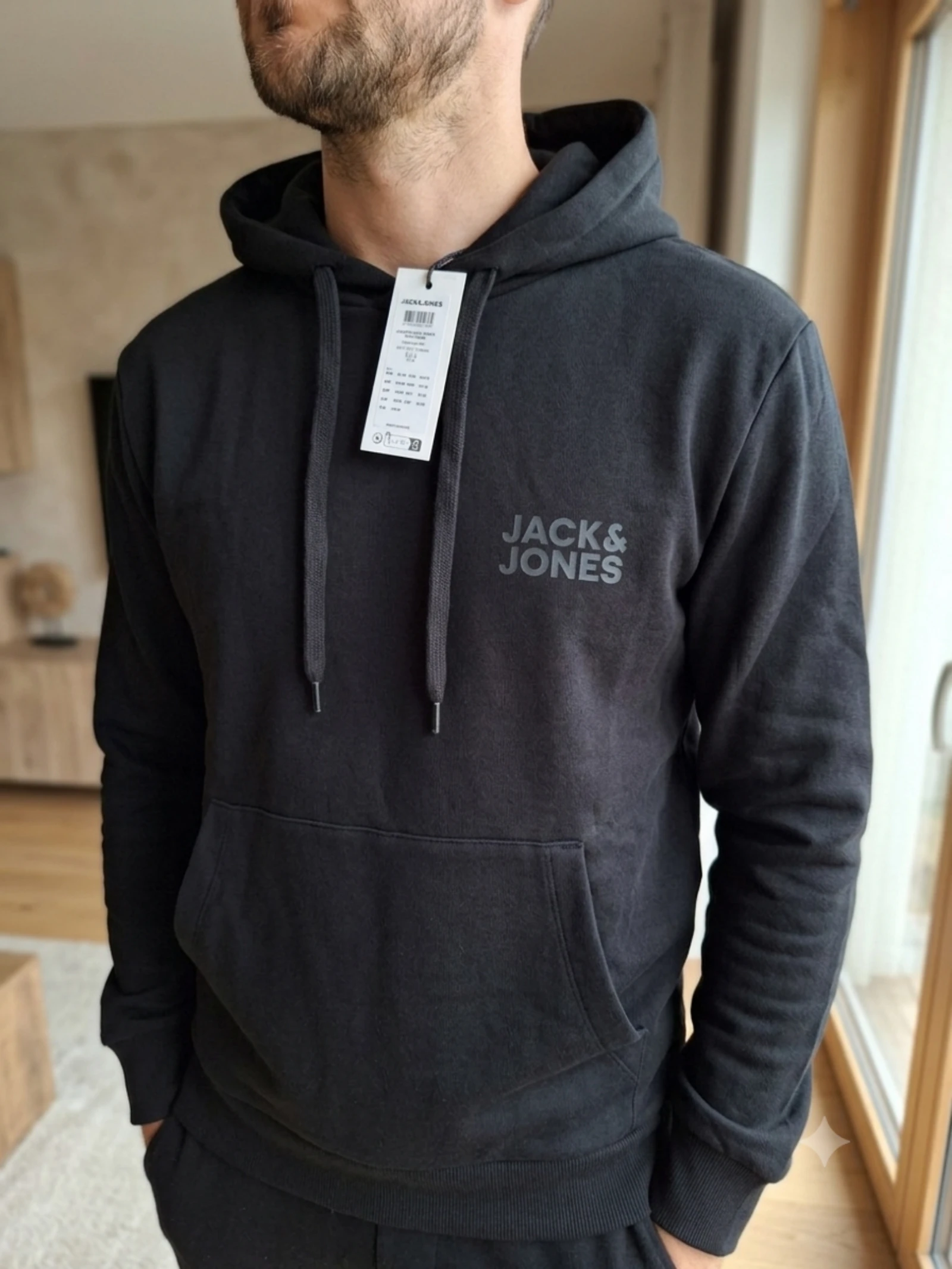 Suéter com capuz Jack and Jones preto tamanho G novo com etiqueta – photo 2
